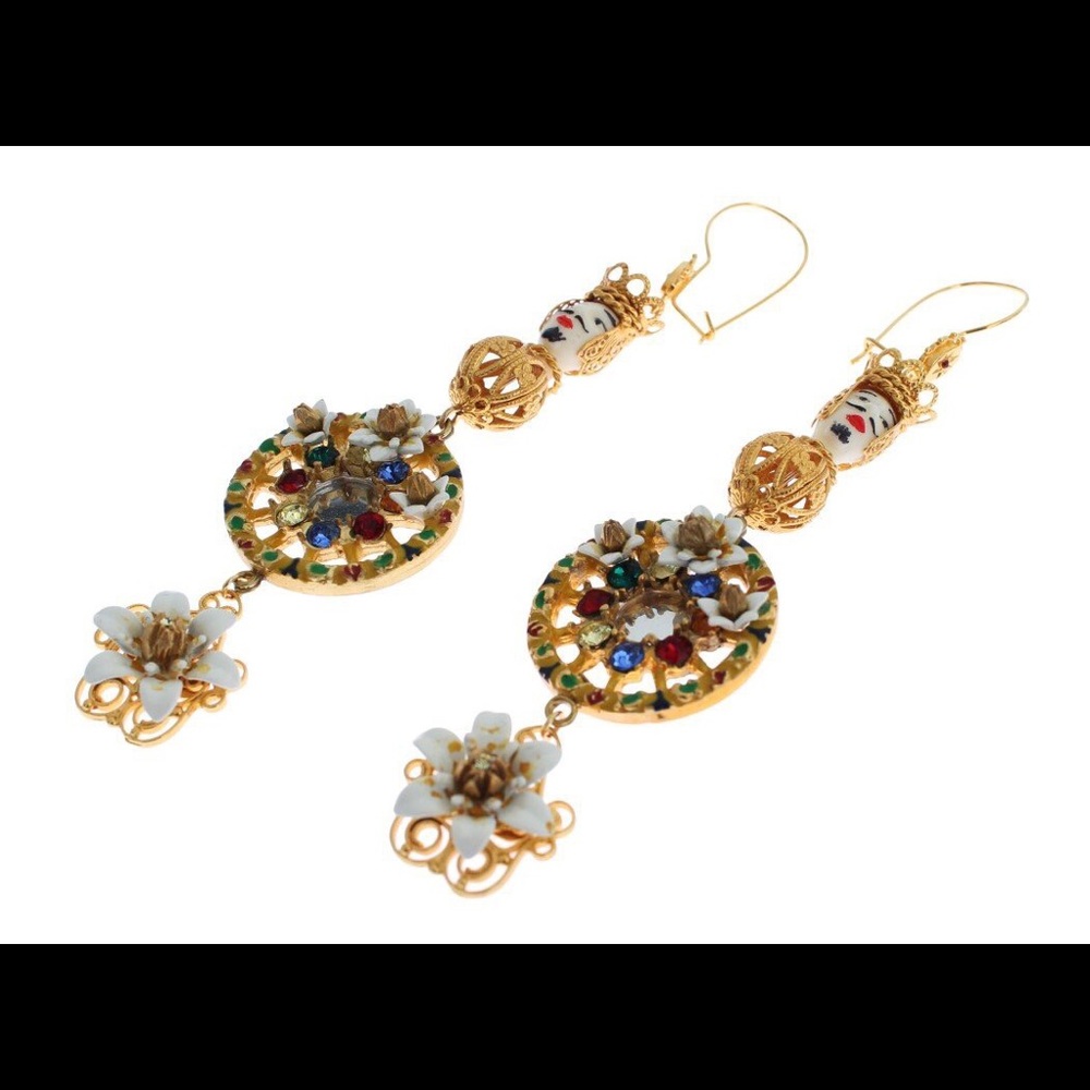 Dolce & Gabbana Crystal Gold Dangling Earrings